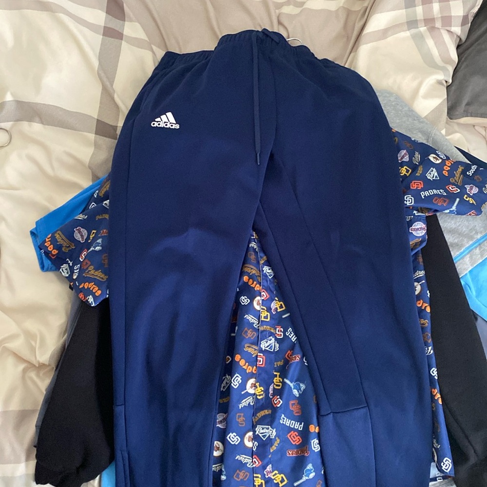 Tall adidas sweat pants navy blue